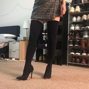 Over the knee sock boots heel